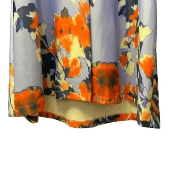 Order Plus Floral Ruffle Sleeve Button Front Tunic Top Lavender Orange Print M - Picture 4 of 6